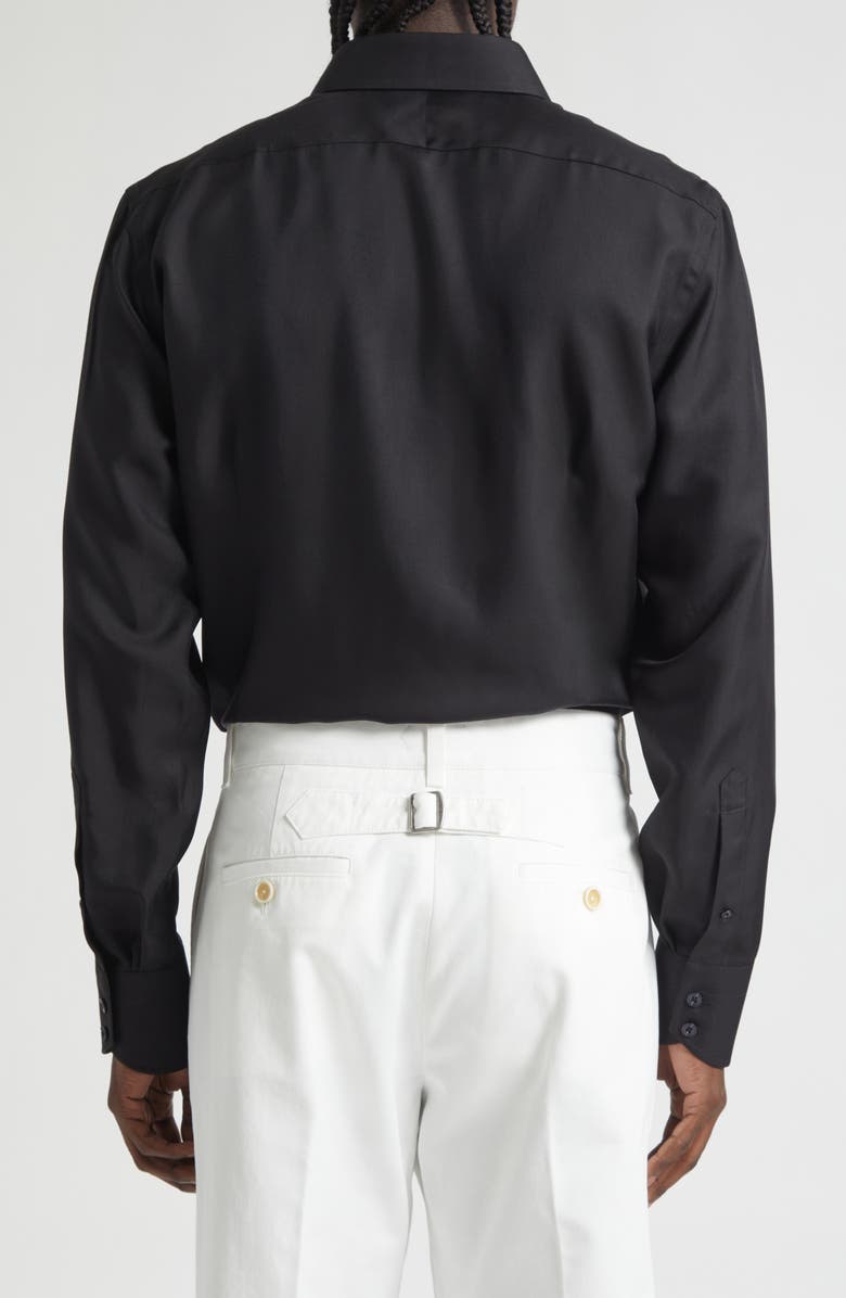 TOM FORD Classic Fit Washed Drapey Twill Button-Up Shirt, Alternate, color, Black