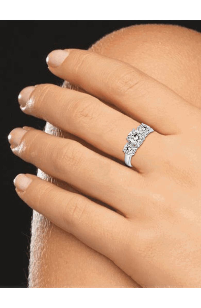 DLORIA Blair Three Stone Cubic Zirconia Ring, Alternate, color, Silver