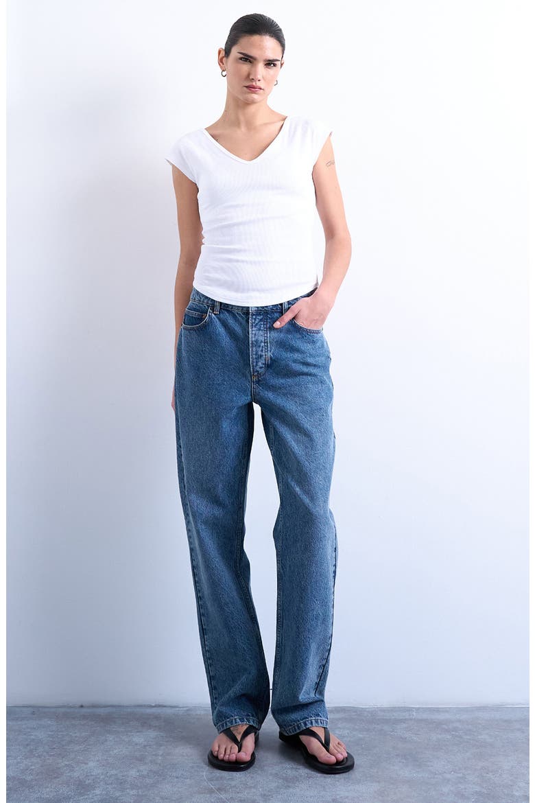 Rib V-Neck T-Shirt, Alternate, color, WHITE
