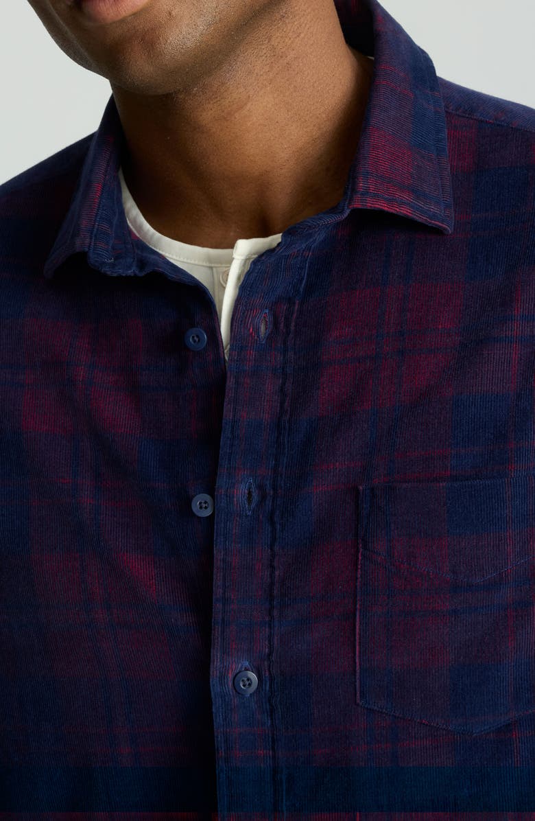 UNTUCKit Jaeger Plaid Cotton Corduroy Button-Up Shirt, Alternate, color, Navy