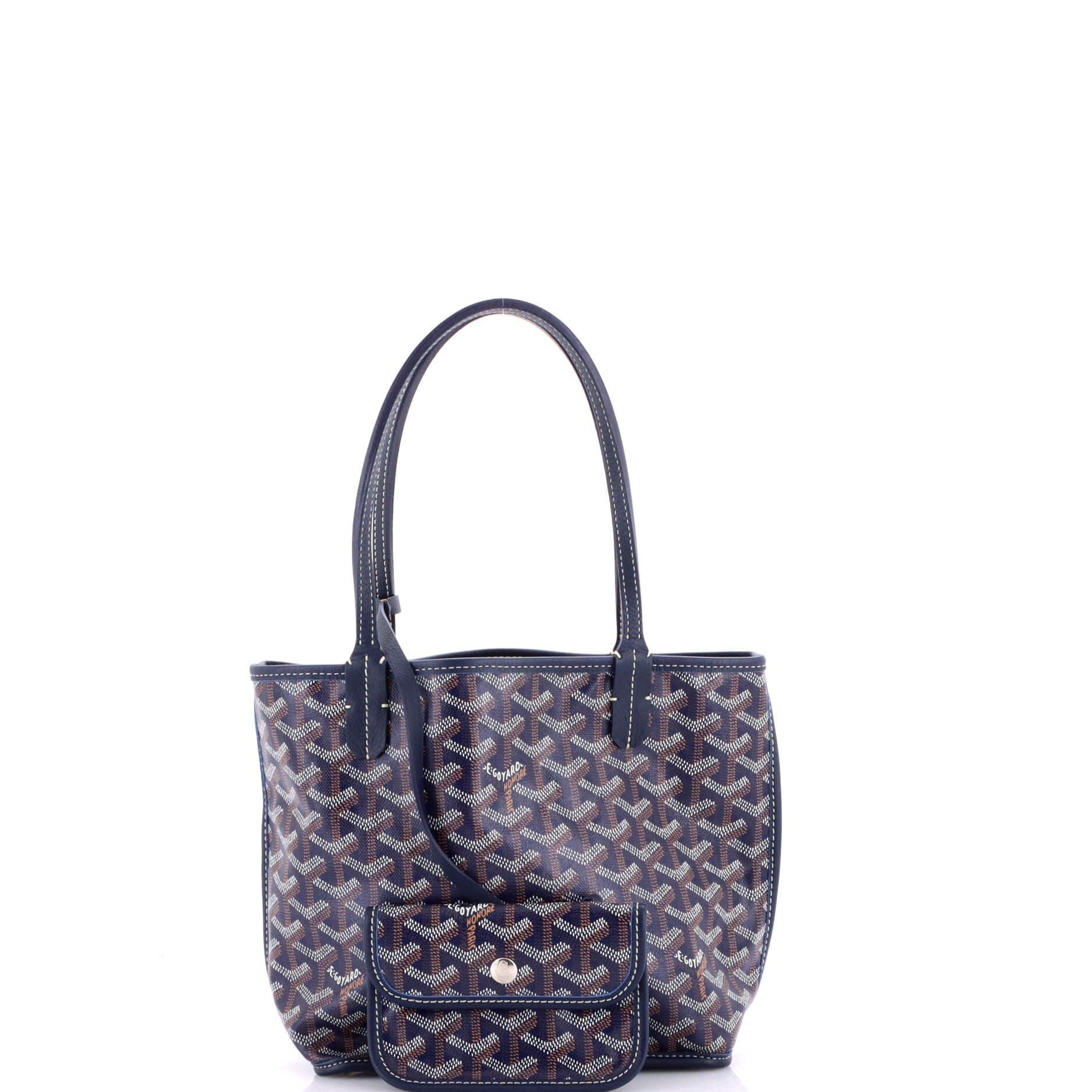 Pre-Owned Goyard Anjou Reversible Tote Coated Canvas Mini, Alternate, color, Blue