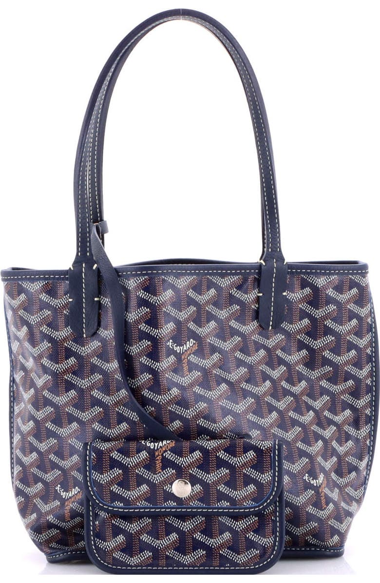Pre-Owned Goyard Anjou Reversible Tote Coated Canvas Mini, Alternate, color, Blue