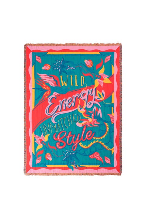 Novelas Fringed Jacquard 100% Cotton Throw Wild 54X71 In