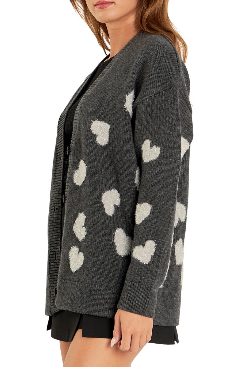 English Factory Metallic Heart Cardigan, Alternate, color, 