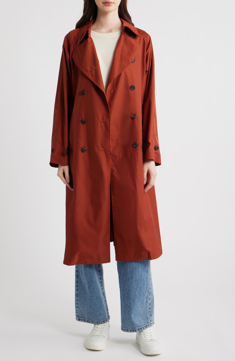 Save The Duck Gala Water Resistant Trench Coat, Alternate, color, Sienna Red