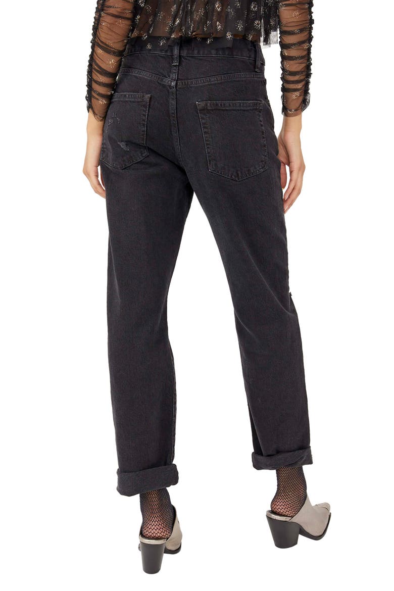 Bren Distressed Boyfriend Jeans, Alternate, color, BLACK