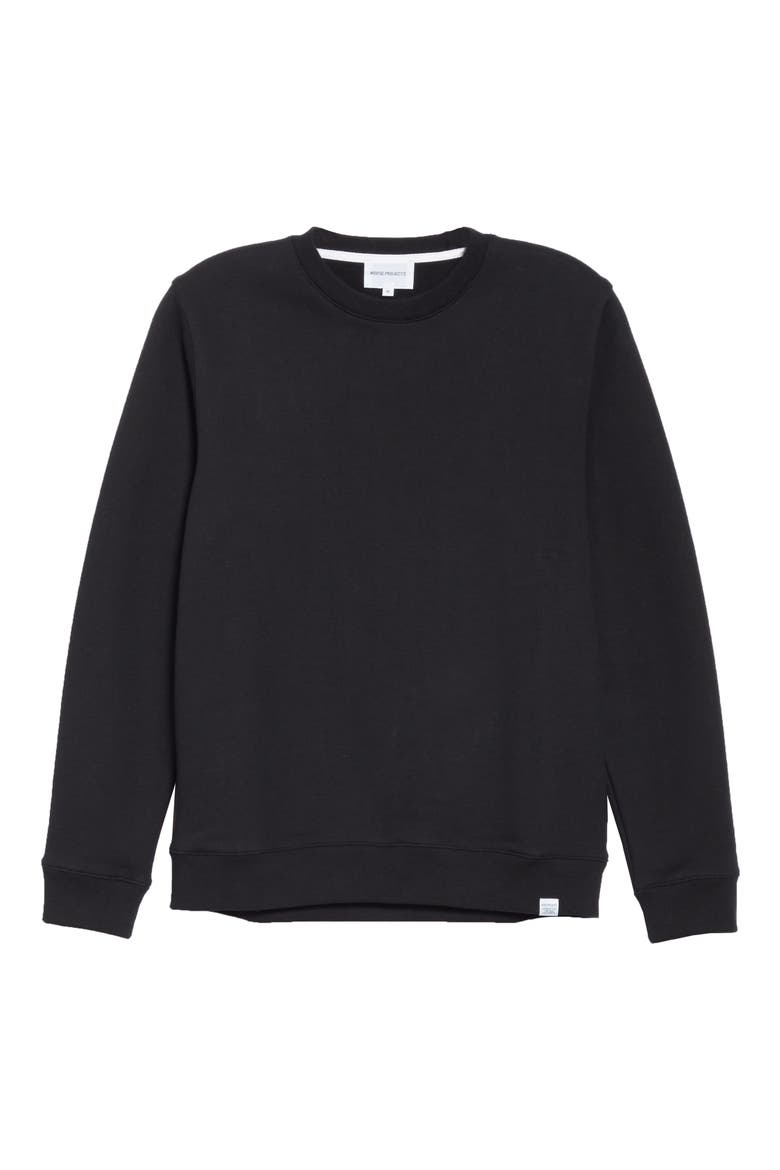 Vagn Crewneck Cotton Sweatshirt, Alternate, color, BLACK
