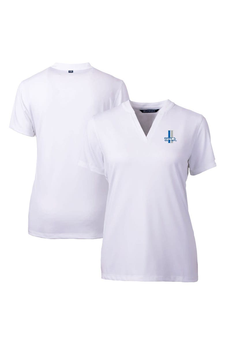 Cutter & Buck Women's Cutter & Buck White Detroit Lions Throwback Logo Forge Blade V-Neck Polo, Main, color, 
