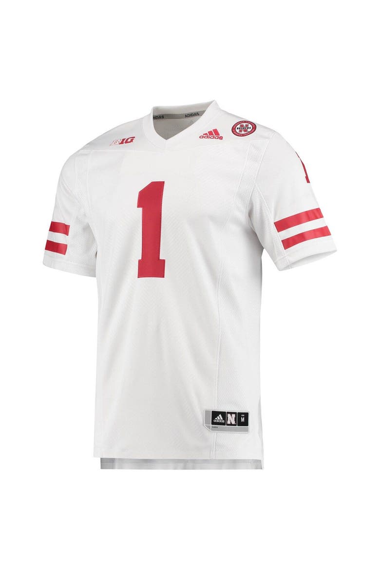 Men's adidas #1 White Nebraska Huskers Team Premier Football Jersey, Alternate, color, White