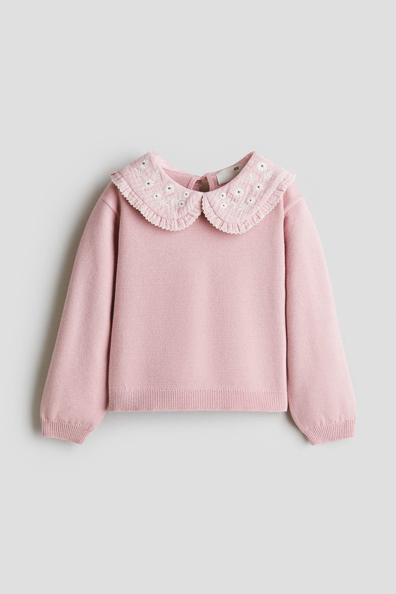 Sweater With Peter Pan Collar, Alternate, color, Light dusty pink/flowers