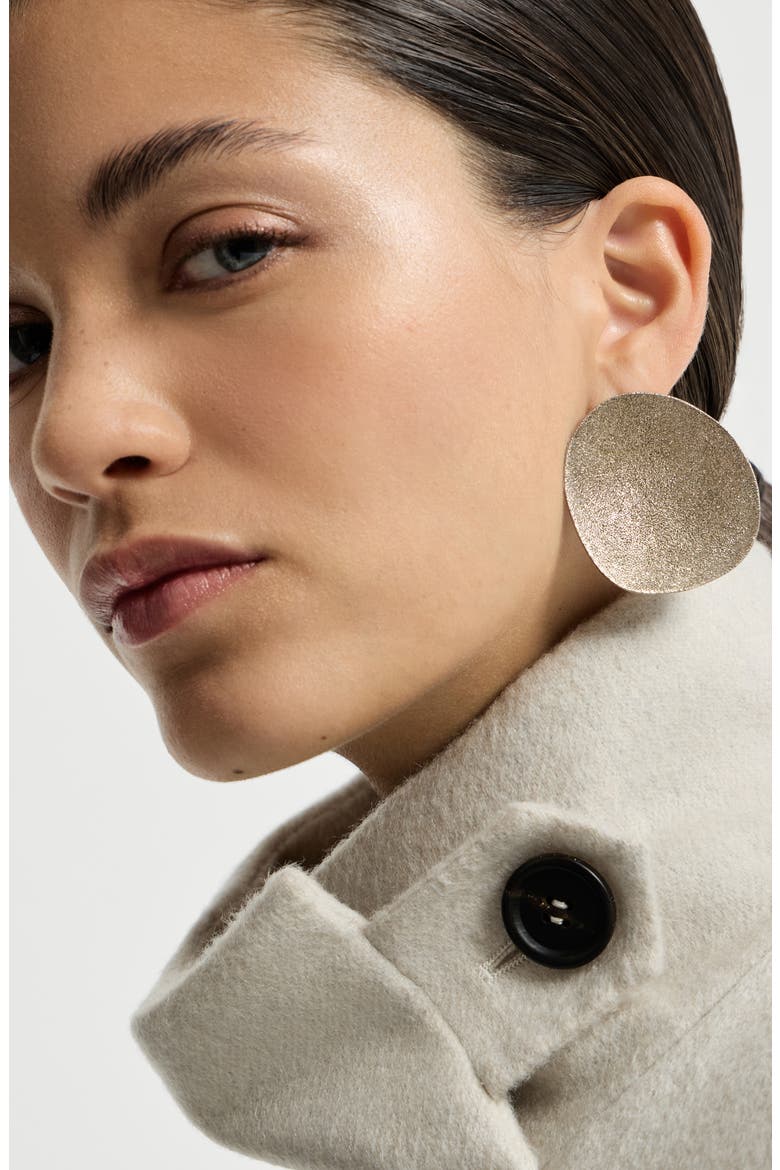 Sterling Silver shimmer disc earrings, Alternate, color, Silver