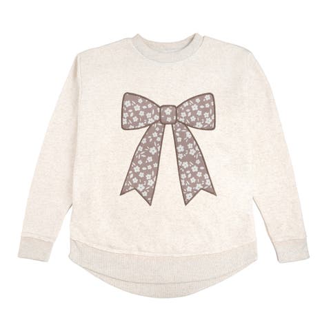 Mocha Floral Bow Patch Women's Sweatshirt