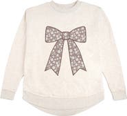 Sweet Wink Mocha Floral Bow Patch Women's Sweatshirt