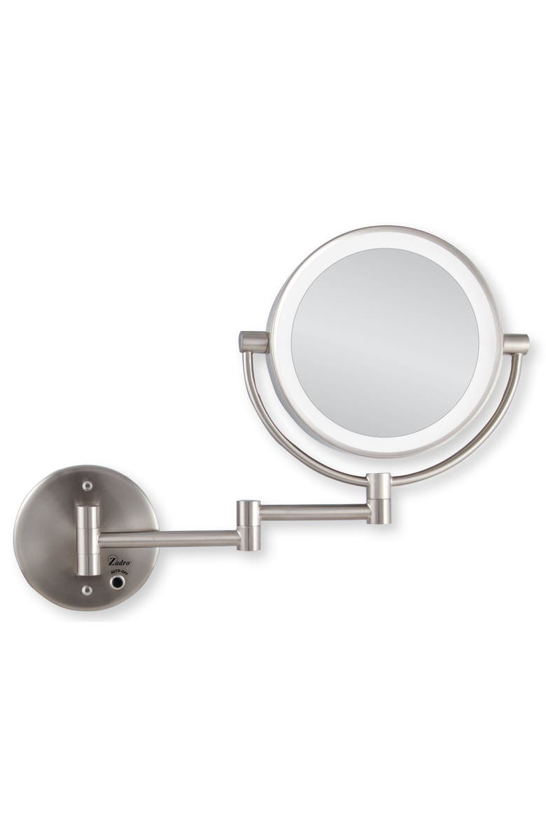 Zadro Lighted Wall Mounted Makeup Mirror with 5X/1X Magnification & Cordless, Alternate, color, Satin Nickel