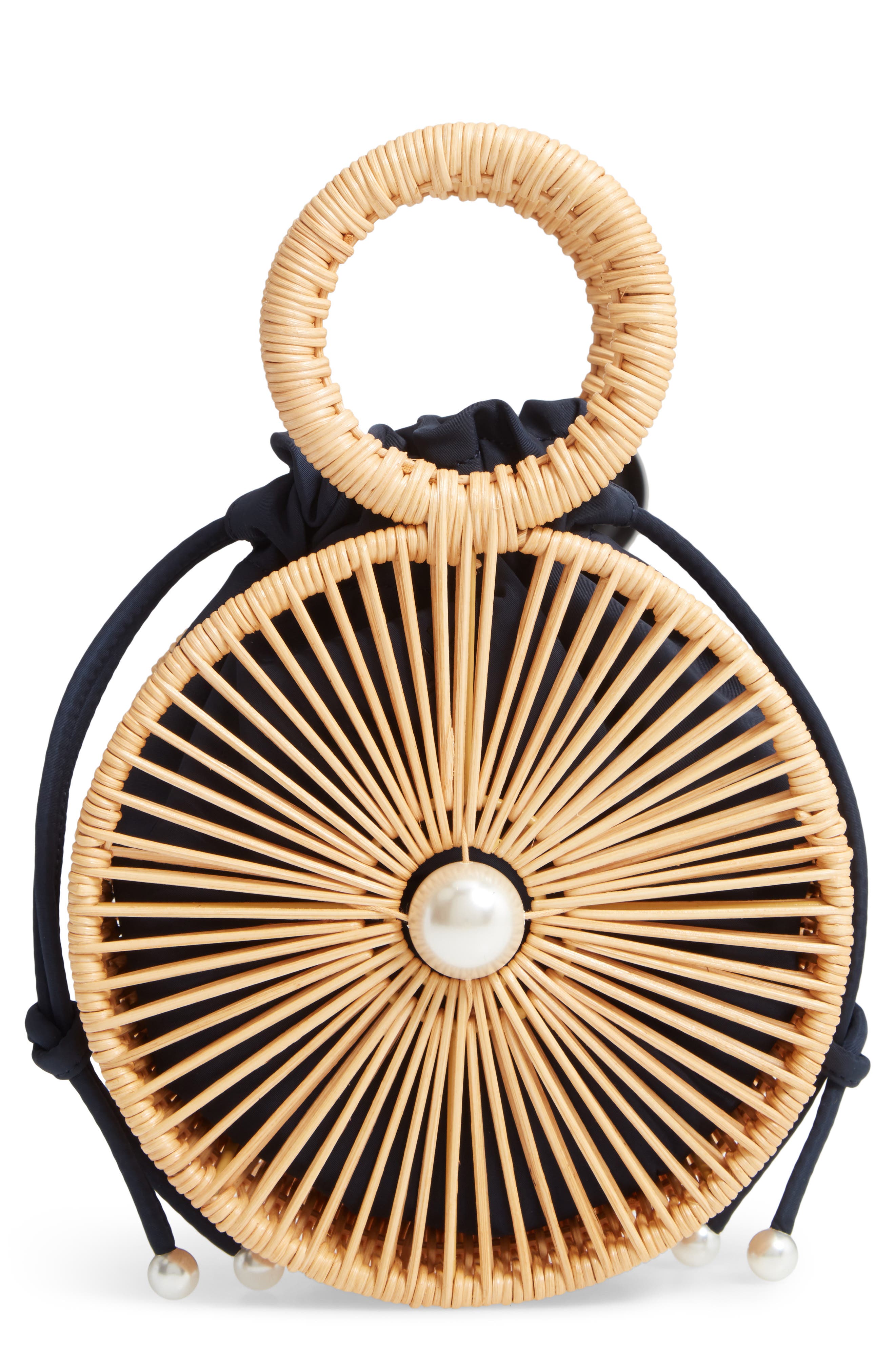 Marquerite Circle Basket Bag, Main, color, NATURAL/ NAVY