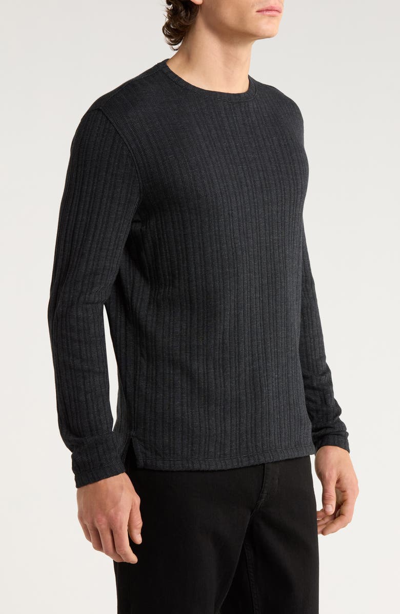 John Varvatos Fern Feeder Stripe Rib Long Sleeve T-Shirt, Alternate, color, Black