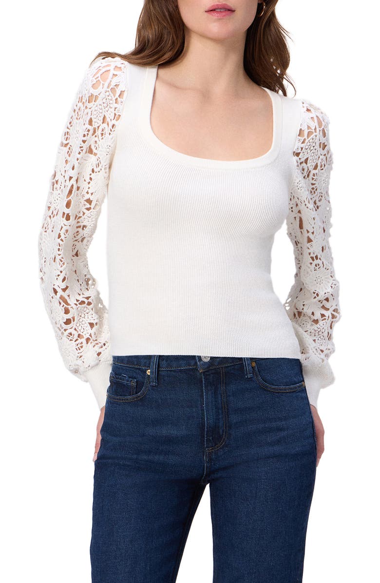 PAIGE Maya Lace Sleeve Sweater, Main, color, Ivory
