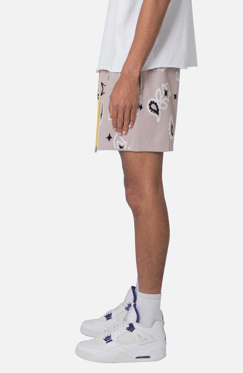 mnml Paisley Jacquard Knit Shorts, Alternate, color, Taupe