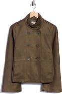 MAX STUDIO Funnel Neck Faux Suede Jacket