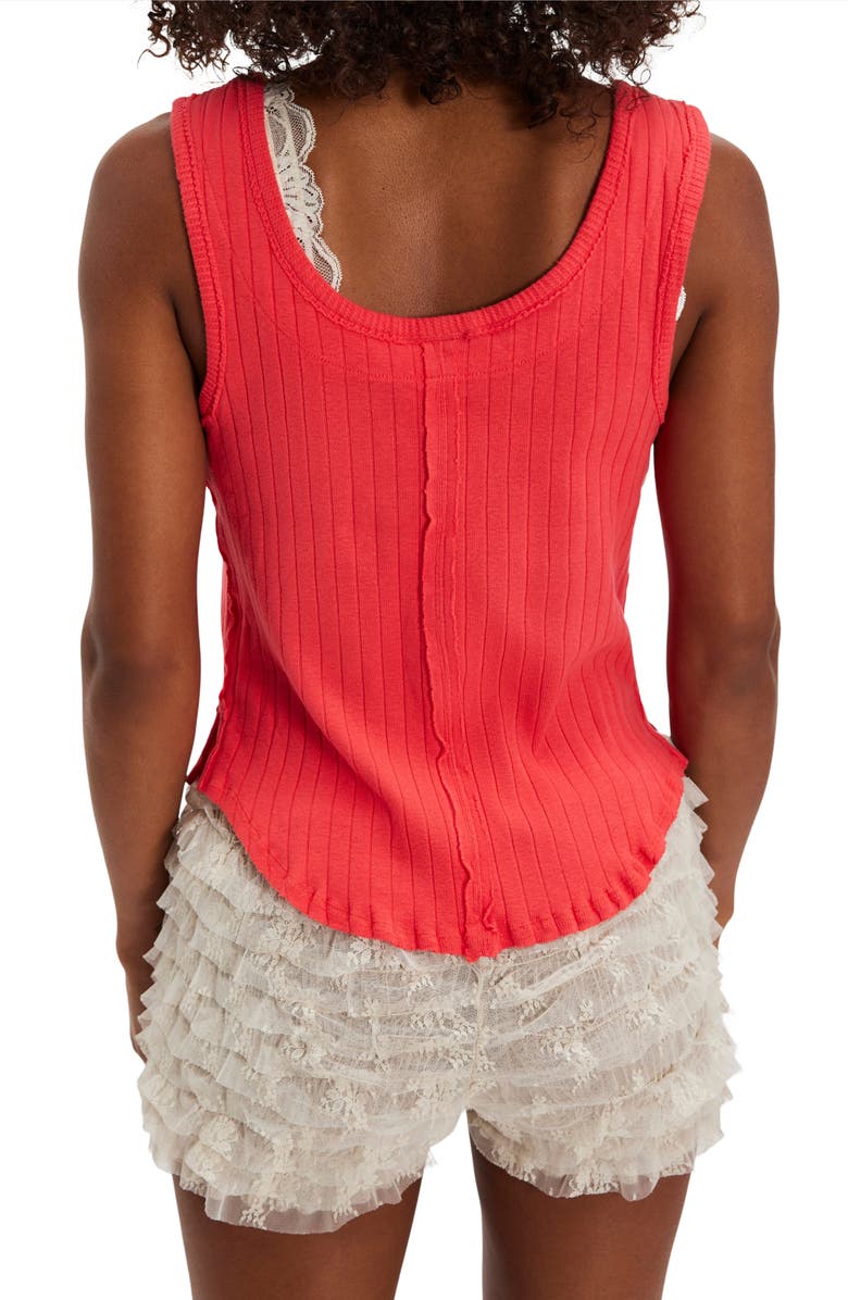 Free People Bryson Cotton Rib Henley Tank, Alternate, color, Firey Red