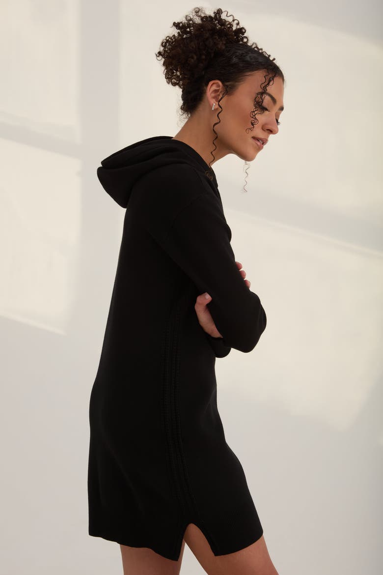 The Sweater Hoodie Mini Dress, Alternate, color, INK
