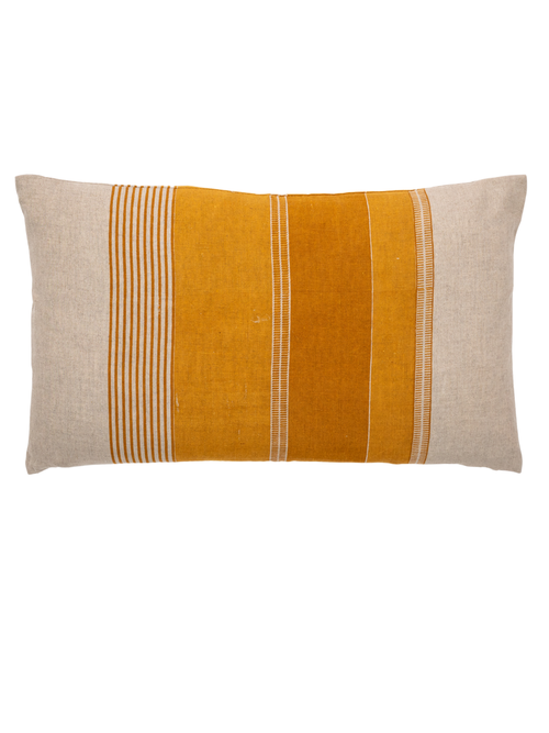 Alamwar Stripe Ochre Pillow Cover In Ochre