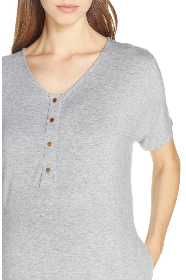 Solid Maternity/Nursing Nightshirt, Alternate, color, SOLID- HEATHERED GRAY