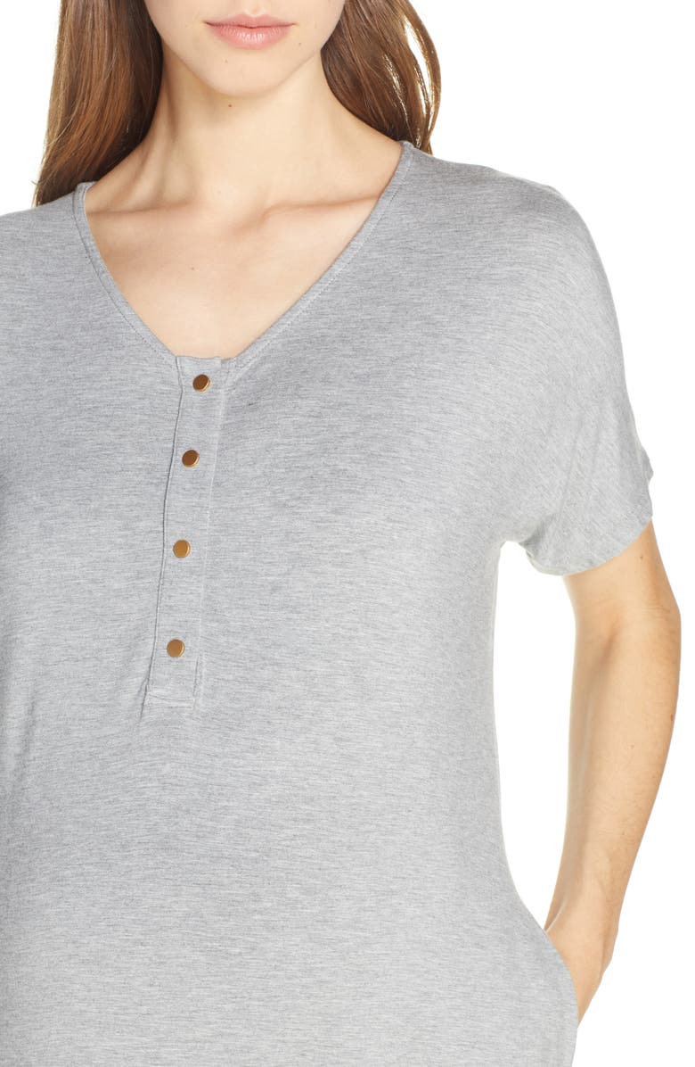 Nesting Olive Solid Maternity/Nursing Nightshirt, Alternate, color,