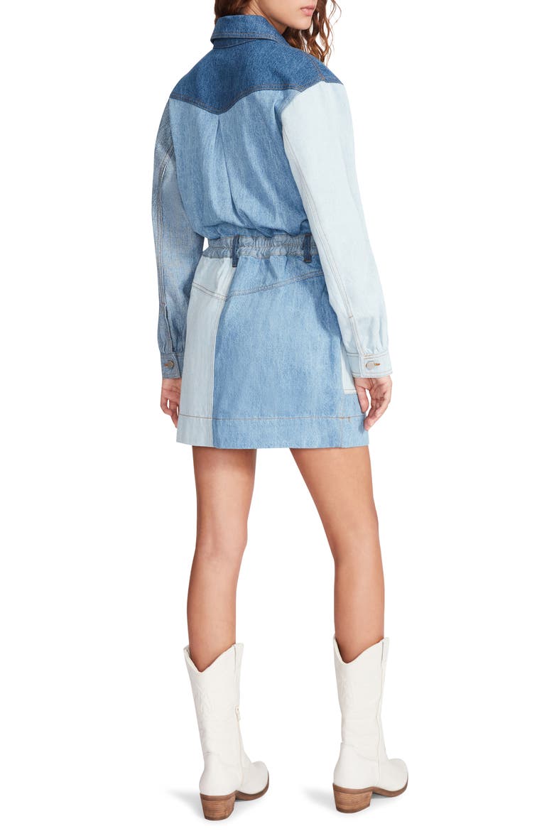 Ryleigh Long Sleeve Patchwork Denim Minidress, Alternate, color, DENIM