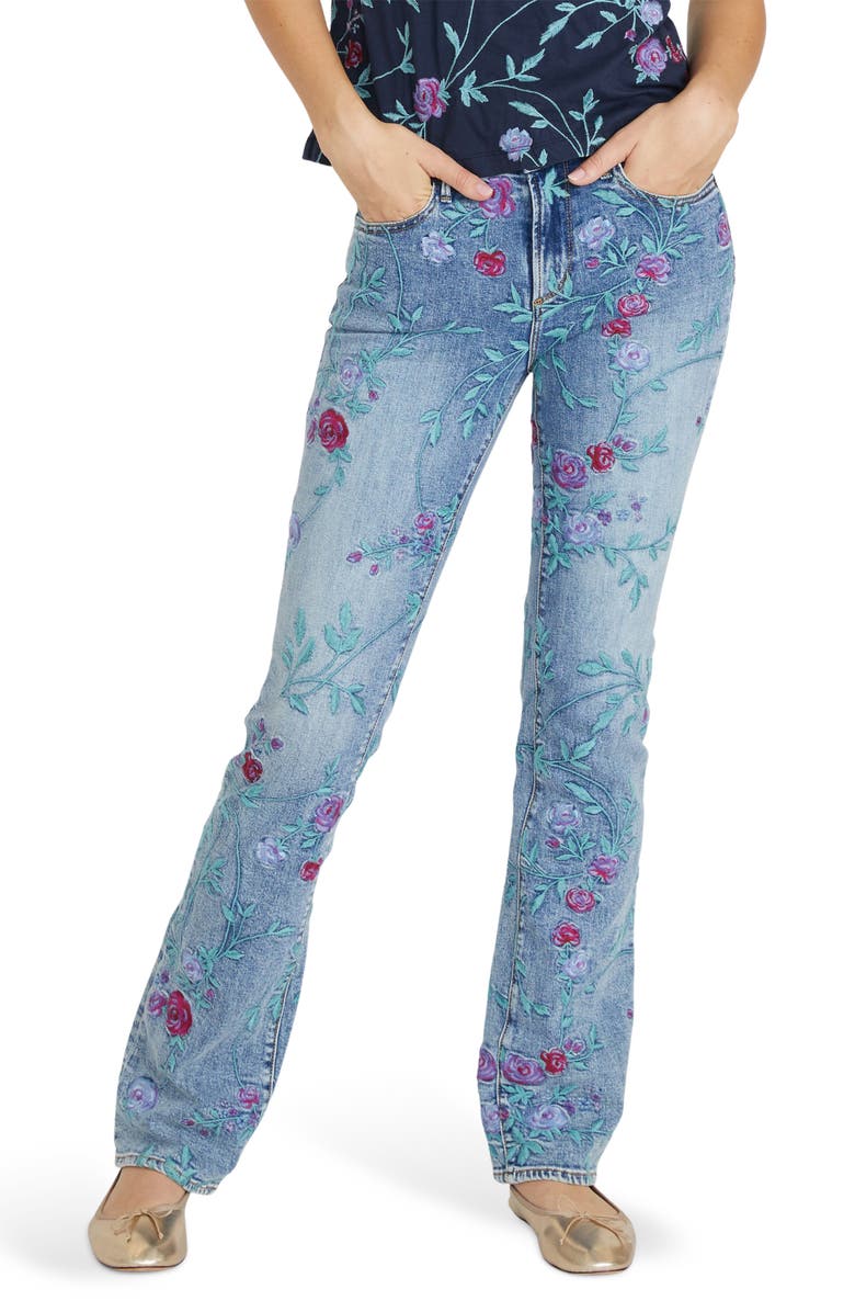 Driftwood Kelly x Bold Blossoms Embroidered Bootcut Jeans, Main, color, 