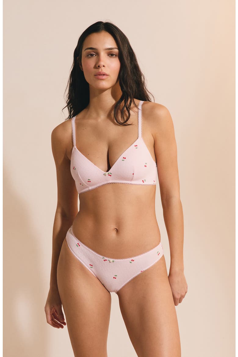 Sleepover Wireless Stretch Cotton Triangle Bra, Alternate, color, IMP FOND ROSE