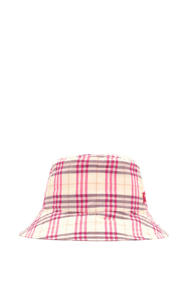 Burberry Check Cotton Bucket Hat, Main, color, Aubergine Purple