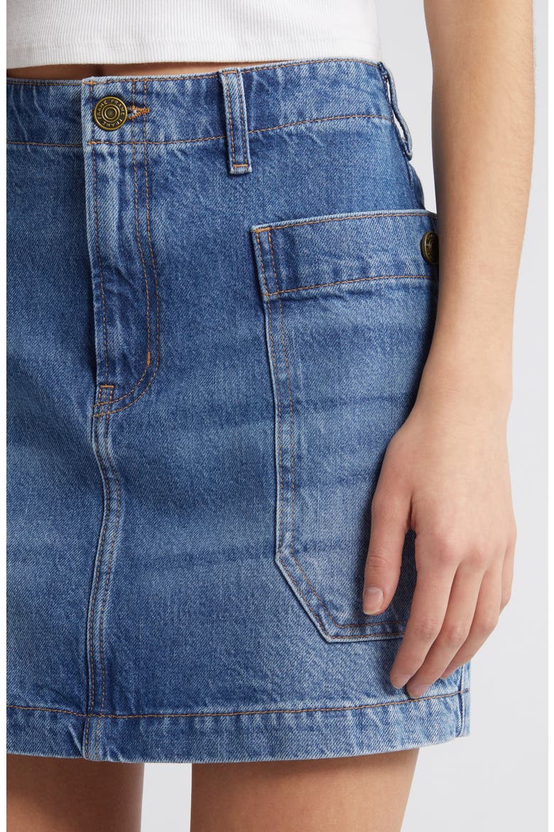 Cargo Denim Miniskirt, Alternate, color, MOREY