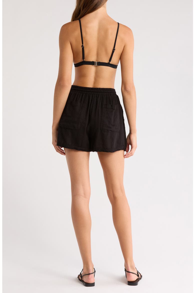 Tie Waist Cover-Up Shorts, Alternate, color, BLACK