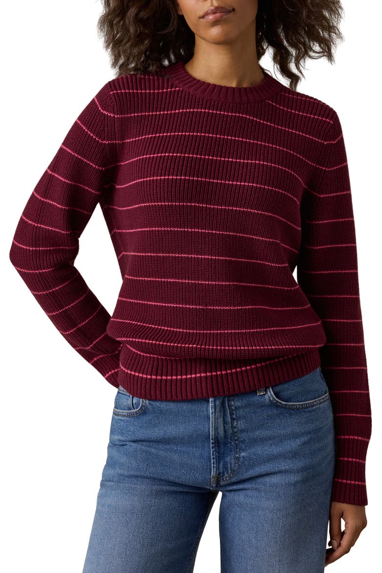Northshore Crewneck Organic Cotton & Wool Sweater, Main, color, DESERT FLAME STRIPE