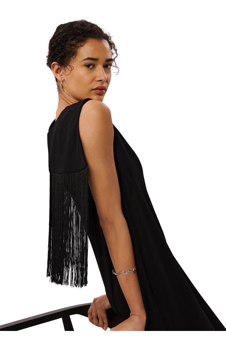 22454328 Back Fringe Detail Midi Dress, Alternate, color, Black