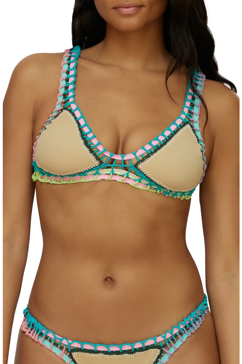Crochet Bikini Top, Main, color, TAUPE