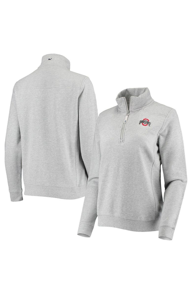 vineyard vines Women's Vineyard Vines Heathered Gray Ohio State Buckeyes Shep Shirt 2.0 Quarter-Zip Jacket, Alternate, color, 
