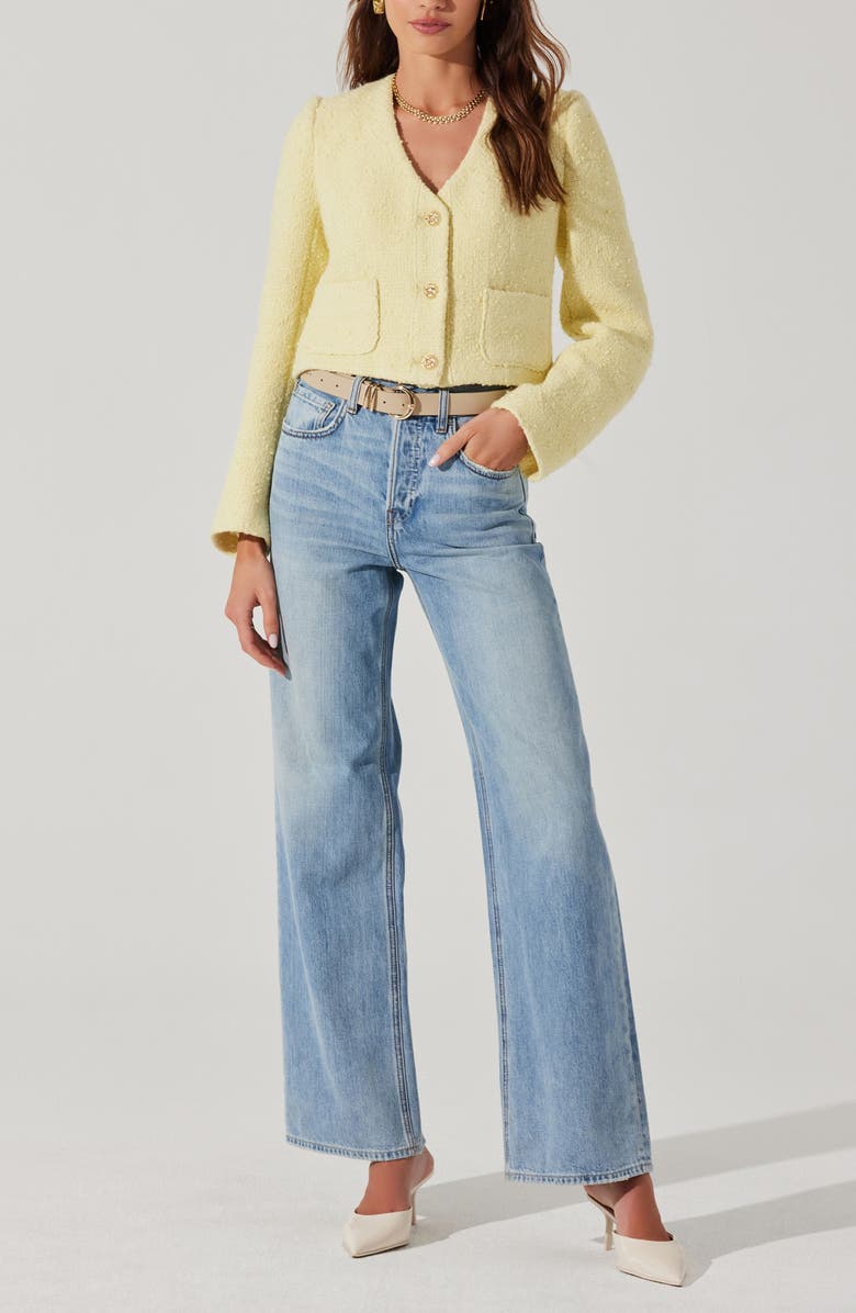 ASTR the Label Marleigh Crop Tweed Jacket, Alternate, color, Lemon