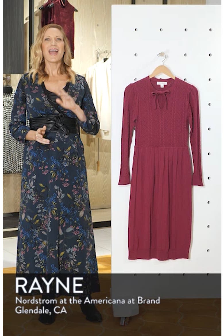Tie Neck Cotton Blend Sweater Dress video