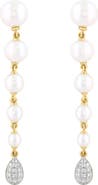 EFFY 14K Yellow Gold Graduated Fresh Water Pearl Diamond Drop Earrings