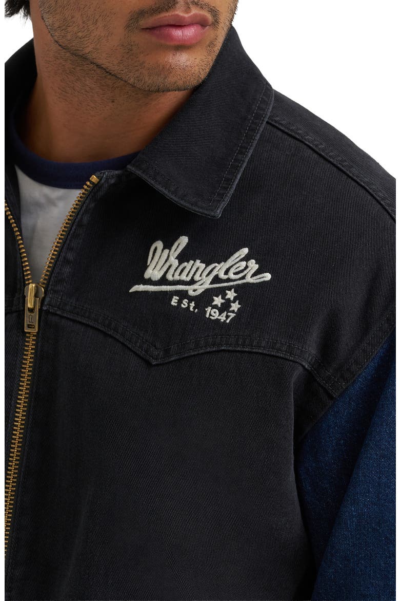 Colorblock Denim Jacket, Alternate, color, BLACK MORNING WASH