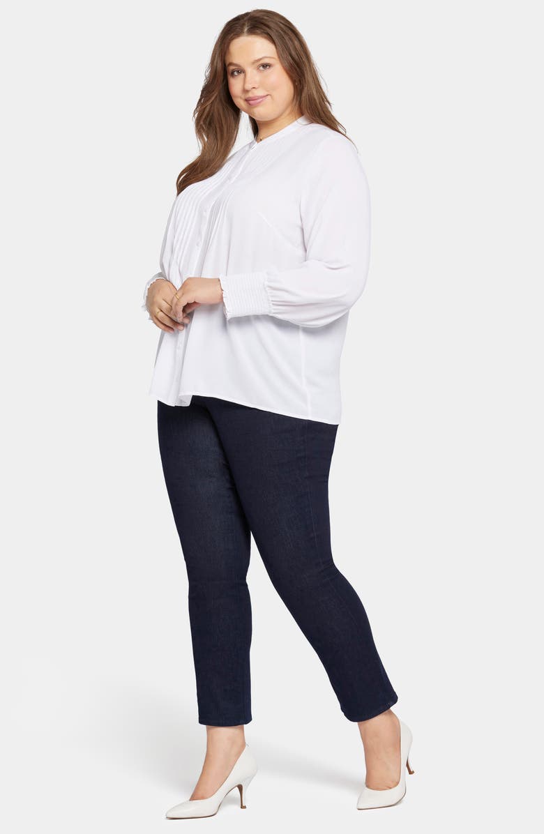 NYDJ Pleat Smocked Peasant Blouse, Alternate, color, Optic White