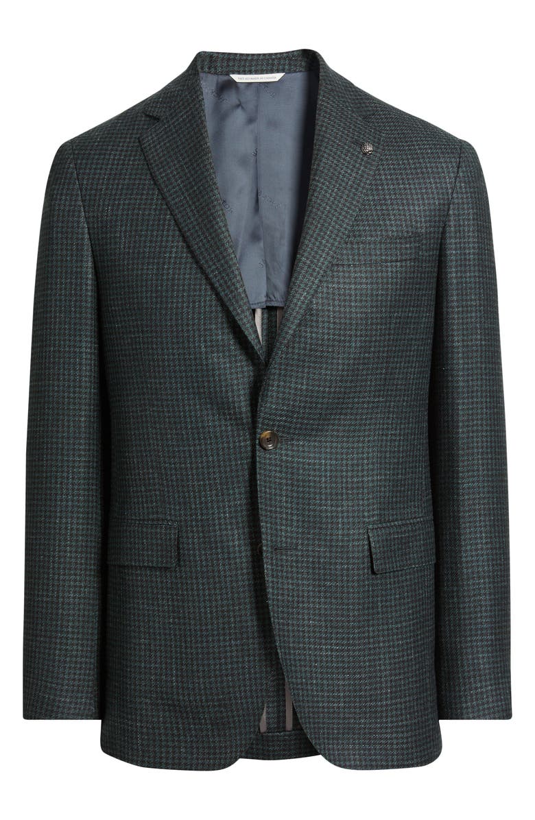 Jack Victor Midland Contemporary Fit Green Houndstooth Wool & Silk Blend Sport Coat, Alternate, color, Dark Olive