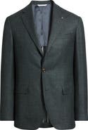 Jack Victor Midland Contemporary Fit Green Houndstooth Wool & Silk Blend Sport Coat