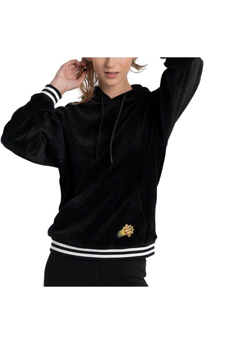 Women's Lusso Black Phoenix Suns Nellie Oversized Velour Pullover Hoodie, Main, color, Black