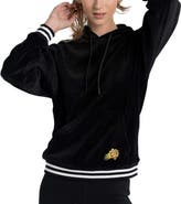 LUSSO Women's Lusso Black Phoenix Suns Nellie Oversized Velour Pullover Hoodie