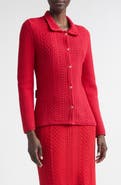 ST. JOHN Cotton Blend Mixed Stitch Sweater Jacket
