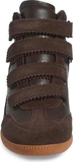 【Steve Madden】MUSTANG ウェッジスニーカー MUSTANG White Suede Women's High-Top Velcro Sneaker – Steve