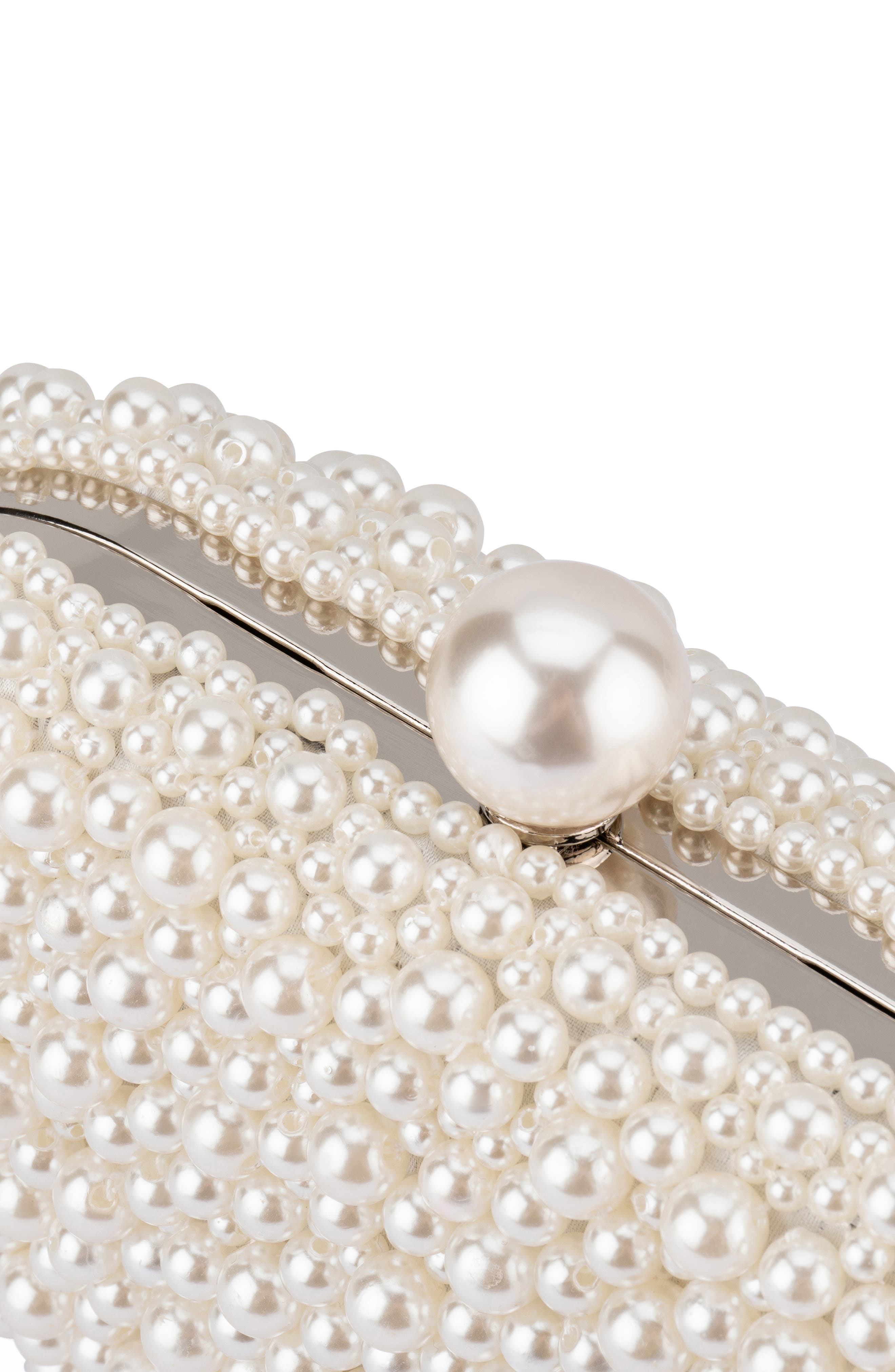Olga Berg Valentina Faux Pearl Clutch, Alternate, color, Pearl/ Silver
